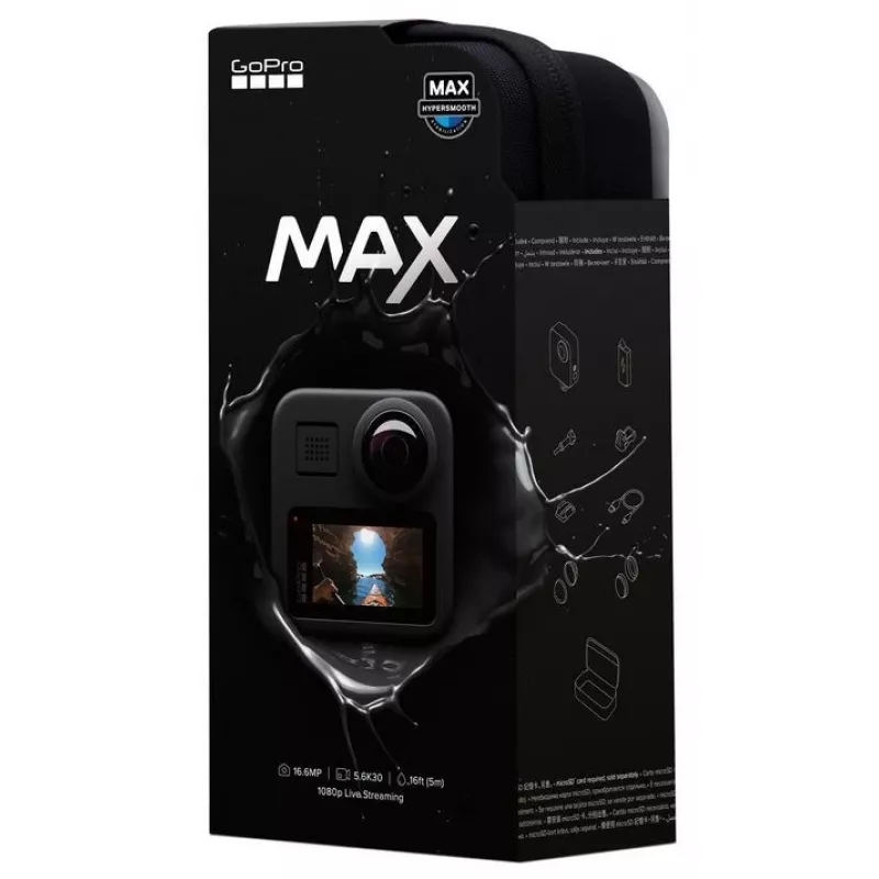 GoPro MAX 360-graden actiecamera met 5,6K-video, HyperSmooth-stabilisatie, 6-microfoon audio, waterdicht tot 16ft