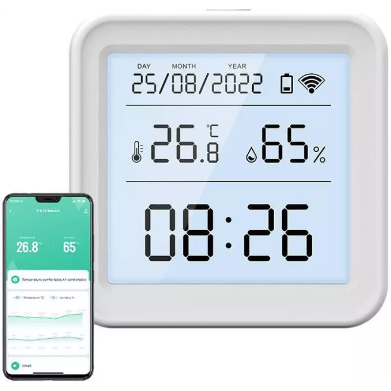 Gosund S6 slimme Wi-Fi temperatuur- en luchtvochtigheidssensor met LCD-display, Tuya-compatibel