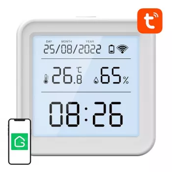 Gosund S6 slimme Wi-Fi temperatuur- en luchtvochtigheidssensor met LCD-display, Tuya-compatibel