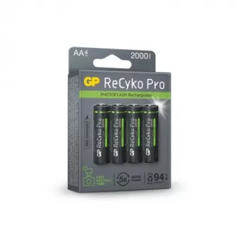 GP batterij (AA) oplaadbaar ReCyko+ Pro Fast Flash, NiMH, 4 stuks blister, 2000mAh