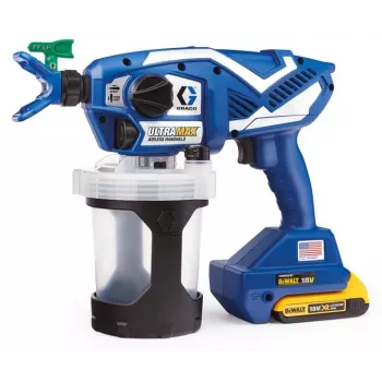 Graco Ultramax Cordless Airless Handheld verfspuitkit met 2x DeWalt 2.0Ah accu's, oplader en gereedschapstas