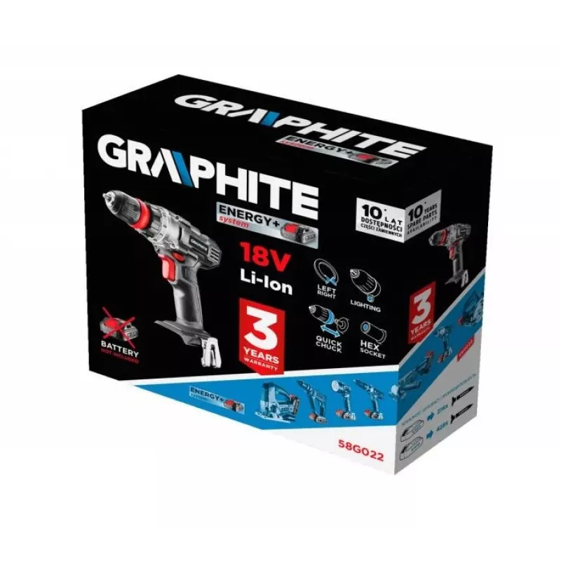 GRAPHITE 58G022 Energy+ 18V Accu-schroevendraaier 1250 t/min