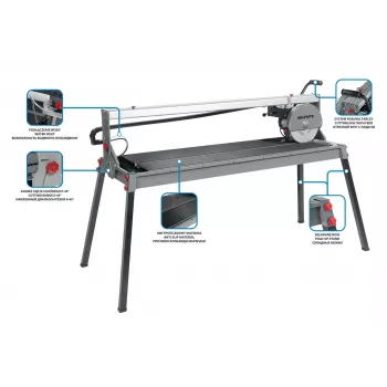 Graphite 59G892 elektrische tegelsnijmachine 1500W, 250mm zaagblad, 1200mm snijlengte, tafel 1230x460mm
