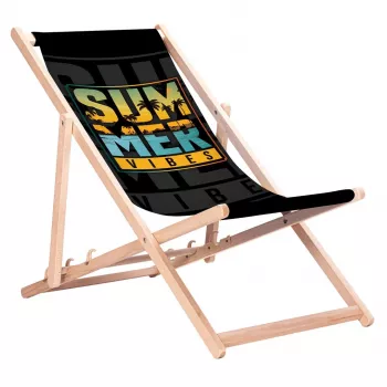 GRB GreenBlue GB183 klassieke beukenhouten ligstoel met Summer Vibes opdruk