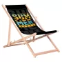 GRB GreenBlue GB183 klassieke beukenhouten ligstoel met Summer Vibes opdruk