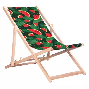 GRB GreenBlue GB183 klassieke beukenhouten ligstoel met watermeloenprint