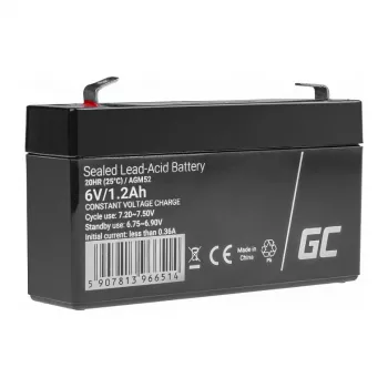 Green Cell AGM VRLA 6V 1.2Ah onderhoudsvrije batterij voor alarmsystemen, kassa's, speelgoed