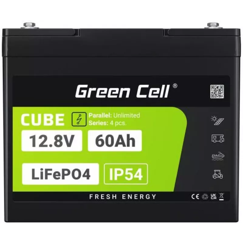 Green Cell LFPGC12V60AH UPS-batterij lithium-ijzerfosfaat (LiFePO4) 12,8 V 60 Ah