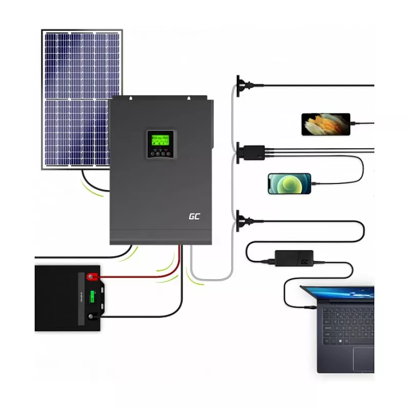 Green Cell off-grid solar omvormer 3000W 48V pure sine wave met MPPT-laadregelaar