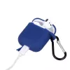 GreenGo Apple AirPods siliconen hoesje met haakje donkerblauw
