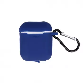 GreenGo Apple AirPods siliconen hoesje met haakje donkerblauw