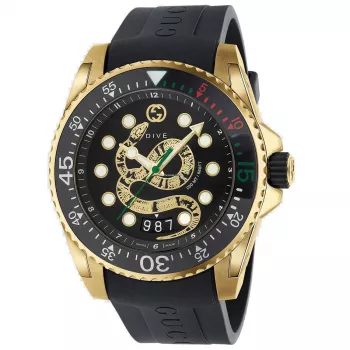 Gucci Dive herenhorloge YA136219 45mm zwart rubber