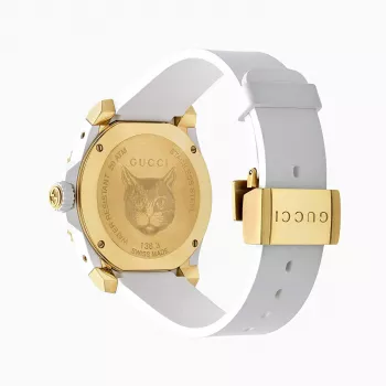 Gucci Dive herenhorloge YA136322 40mm edelstaal zwarte wijzerplaat rubberen band