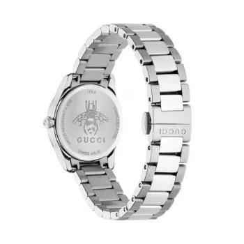 Gucci G-Timeless dameshorloge YA126572A 27mm RVS zilveren wijzerplaat met diamantindexen Zwitsers quartz