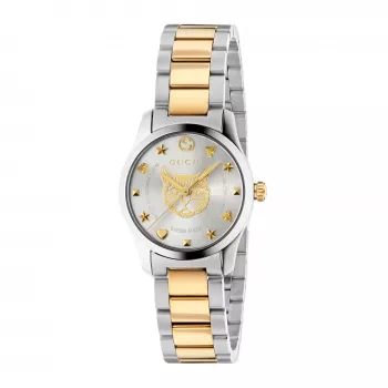GUCCI G-Timeless dameshorloge YA126596 27mm edelstaal zilveren wijzerplaat