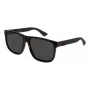 Gucci GG0010S-003 heren vierkant zonnebril, glanzend zwart montuur, grijze glazen, 58/16/145 mm