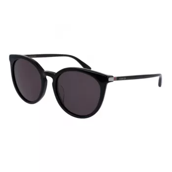 GUCCI dames GG0064SK-001 rechthoekige zonnebril - zwart acetaat frame, grijze nylon glazen, 55/20/135 mm