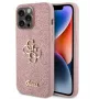 GUESS Apple iPhone 15 Pro Max Fixed Glitter 4G Metal Logo hoesje roze