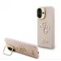 Guess Apple iPhone 16 Pro Max PU-Korrelstructuur 4G Logo Stand Camera-Rand Hoes Roze