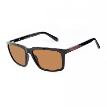 GUESS GF00062-5901E herenzonnebril, vierkant - zwart montuur, grijze glazen, 59 mm