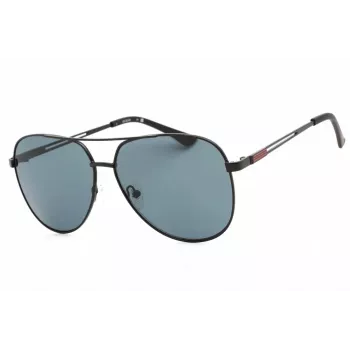 GUESS GF0231-02A Heren Rechthoek Zonnebril - Zwart montuur Grijze glazen 58mm
