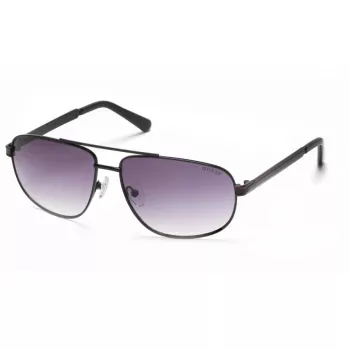 GUESS GF0244-6001A heren zonnebril vierkant - glanzend zwart montuur, smoke-gradient glas