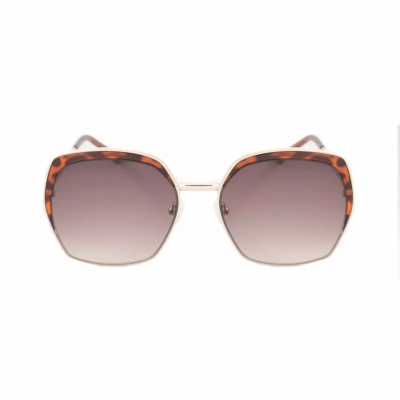 GUESS GF0410-5932F dameszonnebril, hoekig - glanzend zwart montuur, smoke-gradientglas, 59 mm