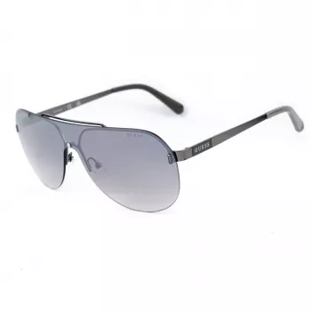 GUESS GF5053-0008F herenzonnebril, vierkant, zwart montuur, rookgrijze glazen, 58 mm