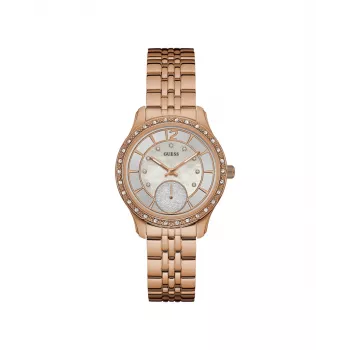 GUESS W0931L3 dames quartz analoog horloge 35mm wit siliconen band