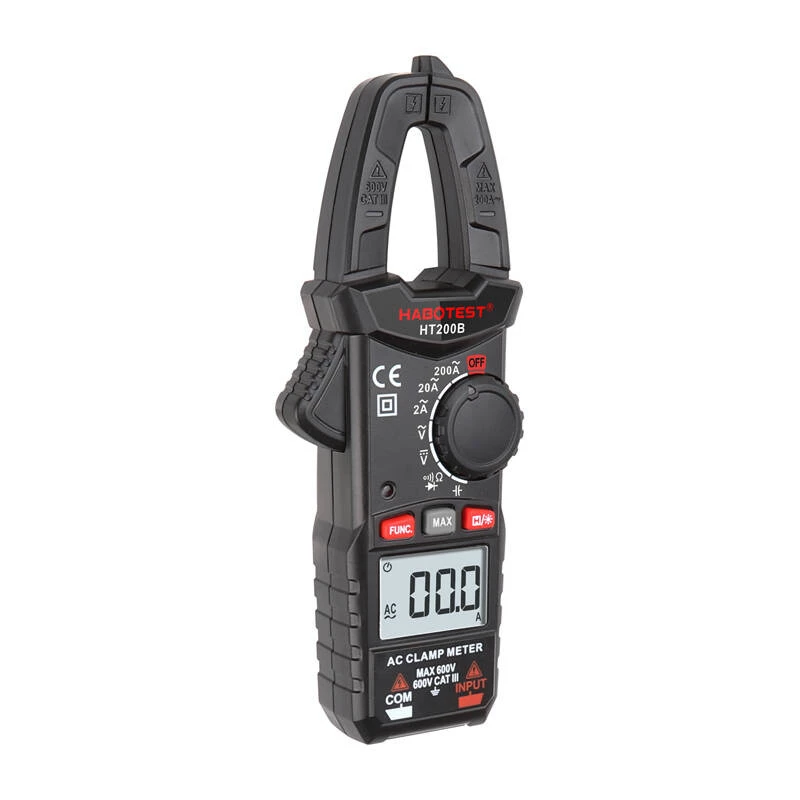 Habotest HT200B digitale tangmultimeter, True RMS 6000 counts, NCV, AC/DC-spanning, AC-stroom tot 600A, capaciteits-, frequentie- en temperatuurmeting