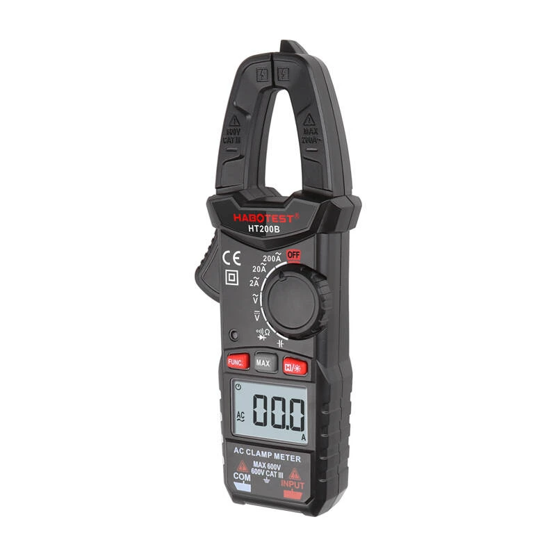 Habotest HT200B digitale tangmultimeter, True RMS 6000 counts, NCV, AC/DC-spanning, AC-stroom tot 600A, capaciteits-, frequentie- en temperatuurmeting
