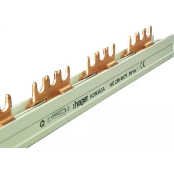 Hager KDN363A 3-polige kamrail, vorkaansluiting, 10 mm², 63 A, 12 modules