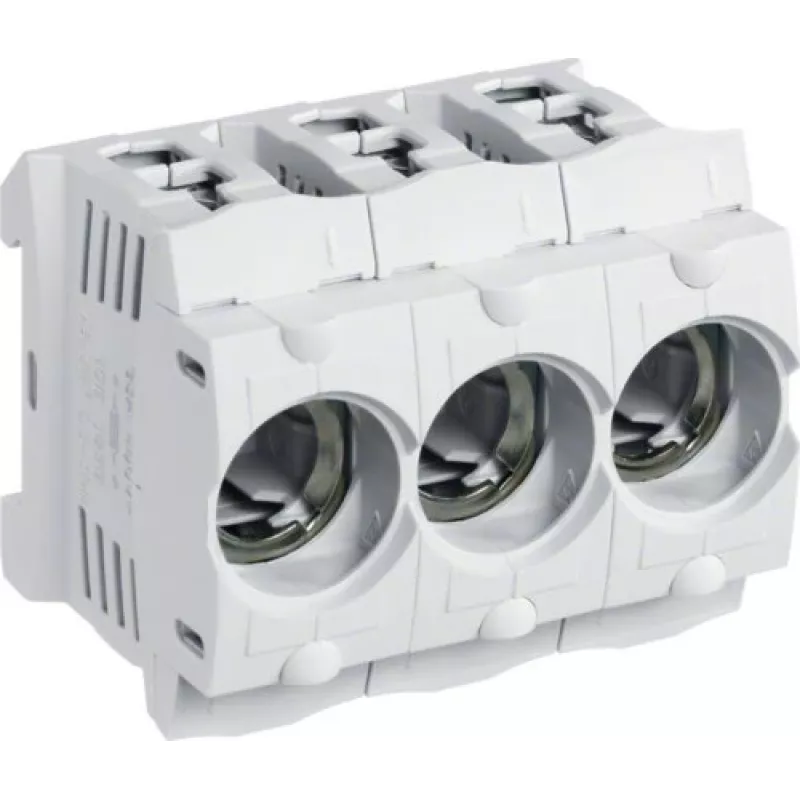 Hager LD047 D01 3-polige 16A E14 zekeringhouder voor DIN-rail, raamklem