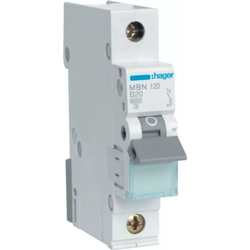 Hager MBN120 installatieautomaat, 1-polig, B20, 6 kA