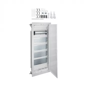 Hager Multimedia Volta HWV VH60NW 5-rijige inbouw multimediaverdeler met gesleufde stalen deur, wit