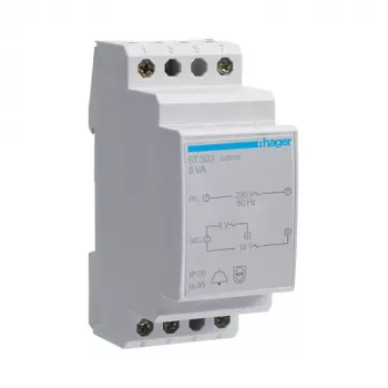Hager ST303 beltransformator 230V naar 8V/12V 8VA 2 modules