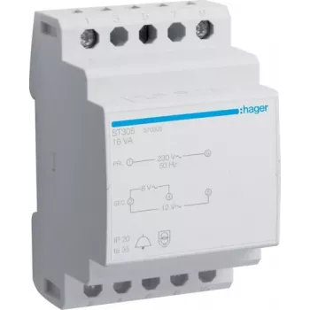 HAGER ST305 beltransformator 230V naar 8/12V AC 8VA DIN-rail