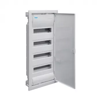 Hager VU48NC inbouw kleinverdeler, 4 rijen, 48 modules, witte stalen deur