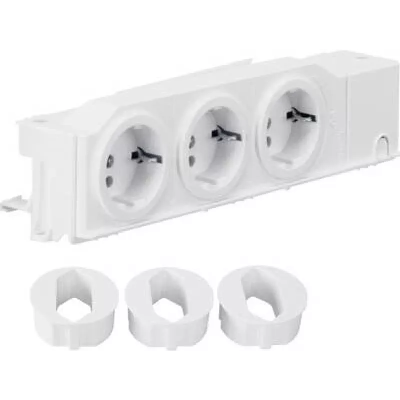 Hager VZ00AS DIN-rail Schuko-stopcontact, 3-voudig, draaibaar, schroefklemmen