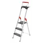 HAILO L100 TopLine aluminium huishoudtrap met 3 treden, multifunctioneel opbergvak en veiligheidsbeugel