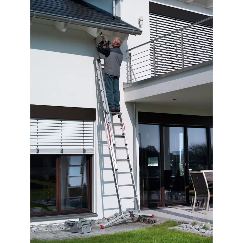 Hailo S100 ProfiLOT combinatieladder, aluminium, 2x6+1x5 sporten, 3-delig, max. belasting 150 kg