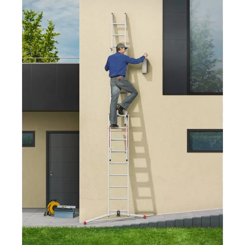 Hailo S100 ProfiLOT combinatieladder, aluminium, 2x6+1x5 sporten, 3-delig, max. belasting 150 kg