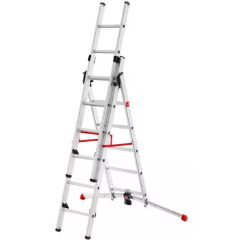 Hailo S100 ProfiLOT combinatieladder, aluminium, 2x6+1x5 sporten, 3-delig, max. belasting 150 kg