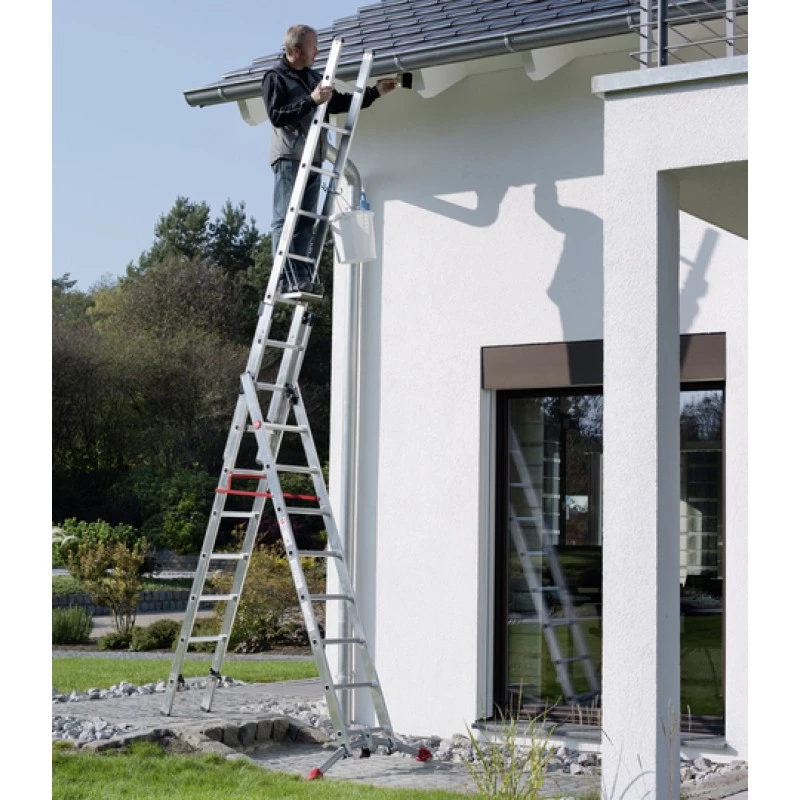 Hailo S100 ProfiLOT combinatieladder, aluminium, 3-delig, 2x9+1x8 sporten, max. werkhoogte 7,00 m