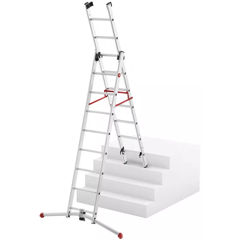 Hailo S100 ProfiLOT combinatieladder, aluminium, 3-delig, 2x9+1x8 sporten, max. werkhoogte 7,00 m