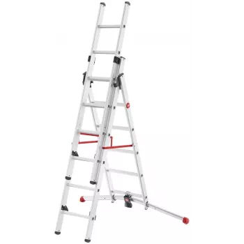 Hailo S100 ProfiLOT combinatieladder, aluminium, 3-delig, 2x9+1x8 sporten, max. werkhoogte 7,00 m