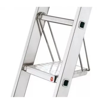 HAILO SavetyLine extra trede voor trappen, 2-traps opvouwbaar trapje, aluminium, 150 kg draagvermogen, TÜV/GS