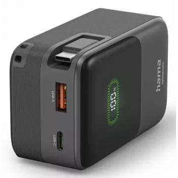 Hama Power Pack Roll Up 10000mAh USB-C PD 20W snelladen powerbank zwart 00201784