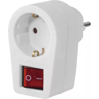 Hama stopcontactadapter, randaarde stopcontact, 2-polige schakelaar, wit (00223213)