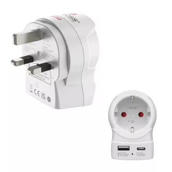 Hama reisadapter EU naar UK 1x USB-A USB-C Power Delivery 20W wit